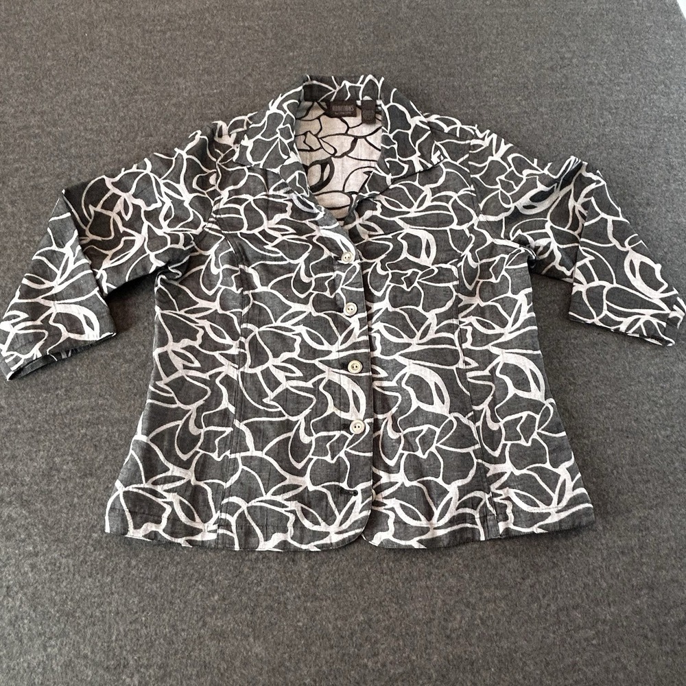 Additions By Chico's Gray & White Abstract Print Lightweight Jacket Sz 2 ; 12; L - Picture 3 of 16